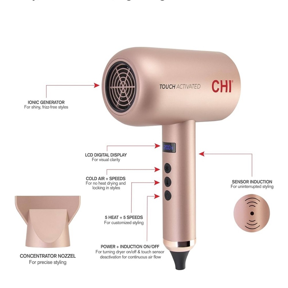 CHI Touch Activated Hair Dryer - Gold - Picture 3 of 6